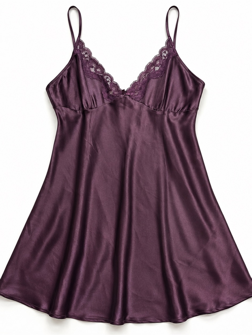 PINK by Victoria’s Secret Plum Purple Satin Lace Trim Chemise XL